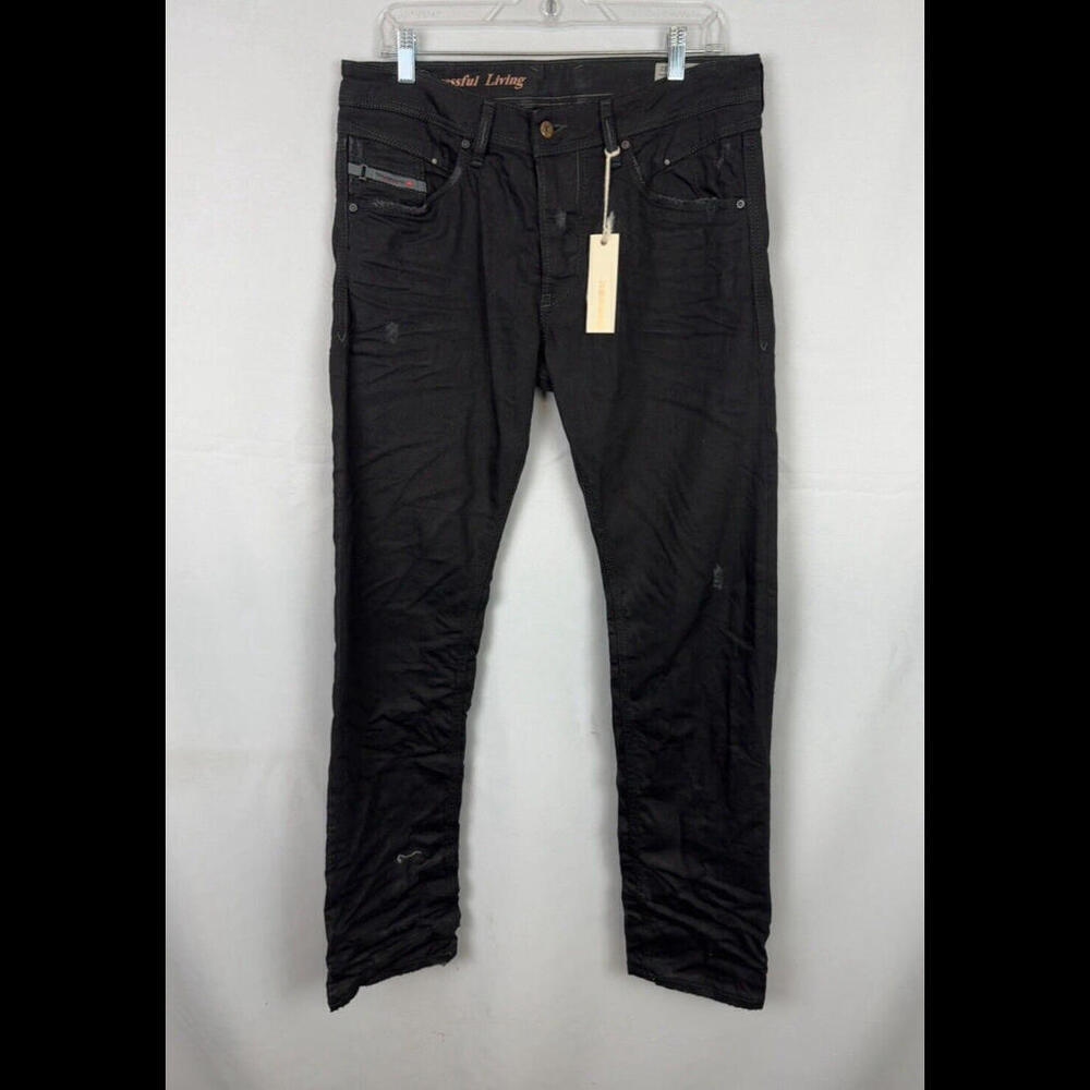 Diesel Belther Regular Slim Tapered Jeans Wash 0824E Black Size 33 W, 32 L